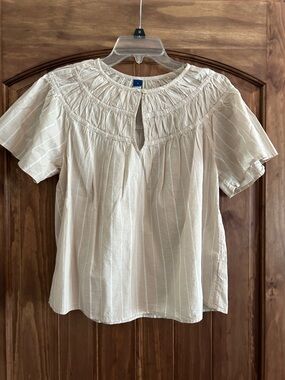 Old Navy Cream Short-Sleeve Pintuck Peasant Blouse